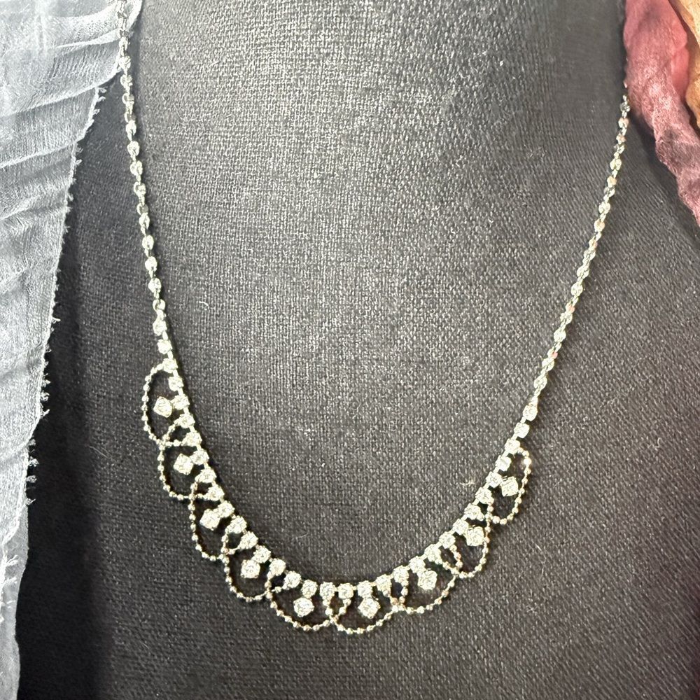 Vintage Rhinestone Necklace delicate feminine 18‎ inches long lobster clasp